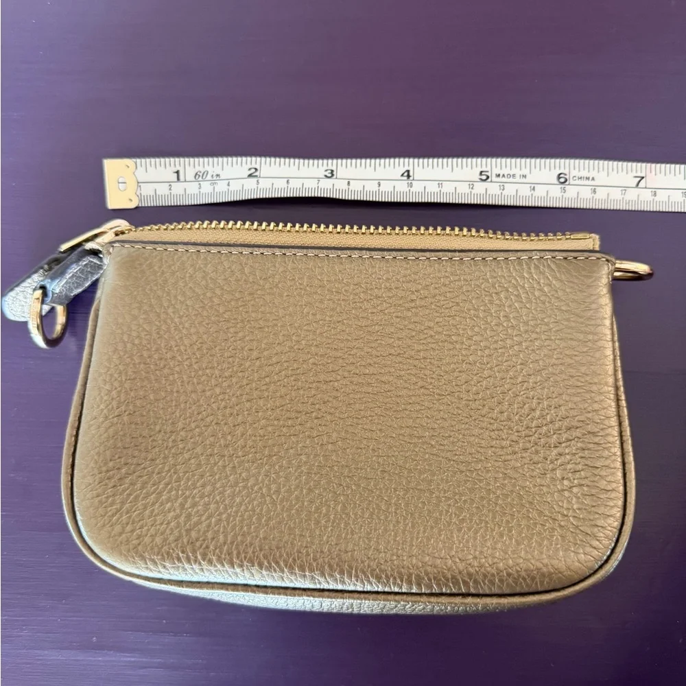 Coach Metallic Gold Leather Wristlet Pouch